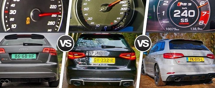 Three Generations of Audi RS3 Get Sound and Performance Comparison