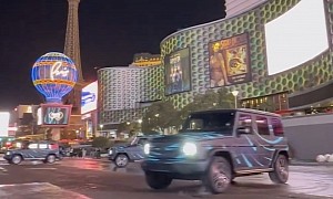 Three Mercedes EQGs Cause Commotion on Las Vegas Boulevard Doing the Tank Turn