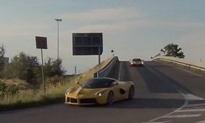 Three Yellow LaFerraris Come Out to Play