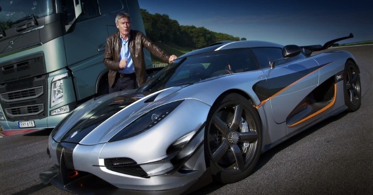 Tiff Needell Races a Volvo Truck Against the Koenigsegg One:1 on a Track
