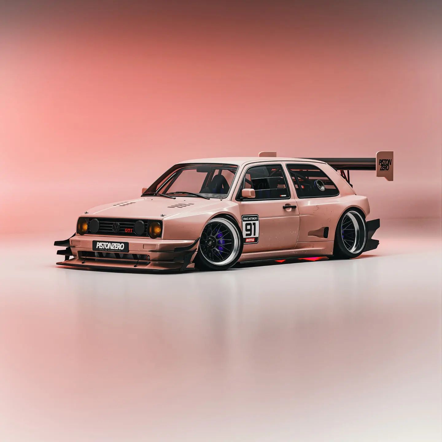 RWD Time Attack VW GTI Mk2 Was Retro-Slammed in Pink, and It's Also  Rear-Engined - autoevolution