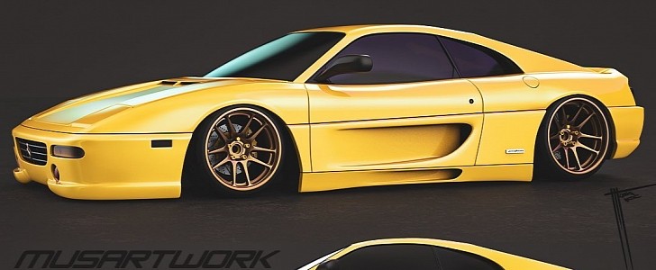 Laid out Ferrari F355 goes into Big Bird mode in rendering 