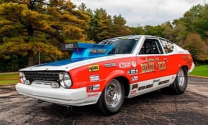 Tiny 1978 Plymouth Arrow Has Big HEMI Pro Stock Engine, Looking for a New Driver