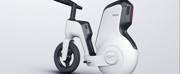 The Titaa conceptual EV is a dual-purpose vehicle, both an e-bike and a uniwheel 