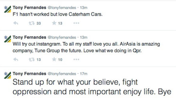 Tony Fernandes' Twitter account