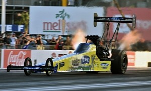 Top Fuel Dragsters Light Up the Las Vegas Strip Throttling to Over 332 MPH