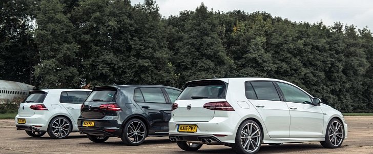 Top Gear Drag Races Golf R, GTI and GTD with Predictable Results