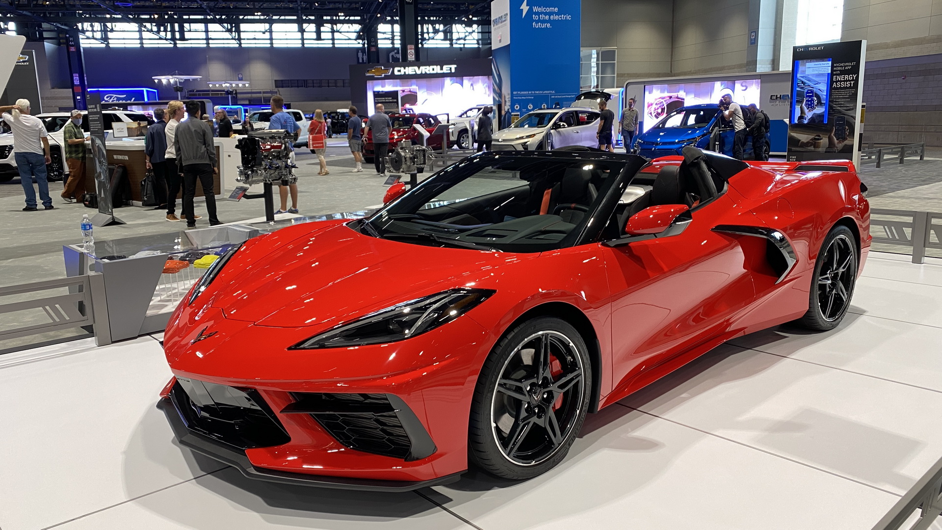 Torch Red Corvette Stingray Convertible on Display in ChiTown Looking