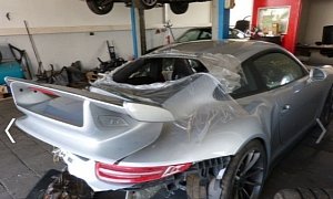 Totaled Porsche 911 GT3 with 156 Km on the Clock for Sale
