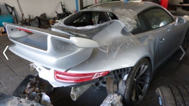 Totaled Porsche 911 GT3 with 156 Kilometers on the Clock for Sale