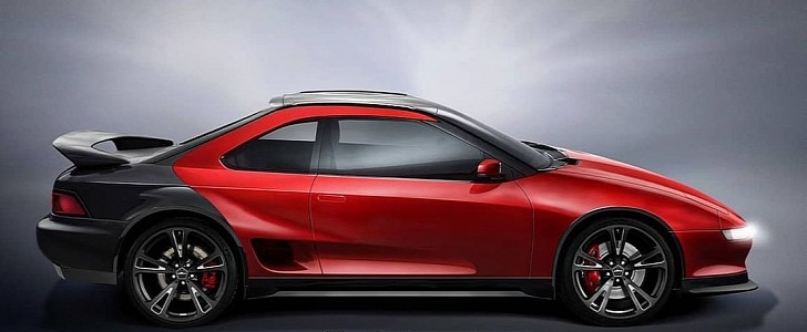Toyota Aygo X prologue morphs into modernized 1996 MR2 in rendering by spdesignsest