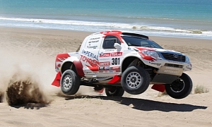 Toyota Celebrating 2014 Dakar Rally Finish