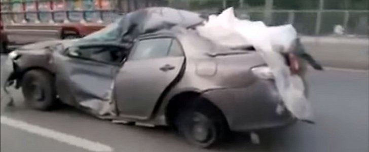 Wrecked Toyota Corolla