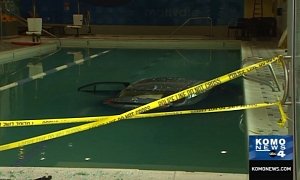 Toyota Crashes Through Gym Window, Lands in the Pool