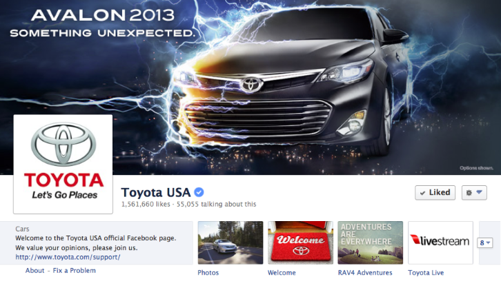 Toyota US Facebook Page