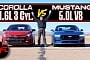 Toyota GR Corolla Drag Races the New Ford Mustang GT, Loser Should've Stayed Put