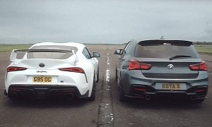 Toyota GR Supra Drag Races BMW M140i, They're on the Same Level