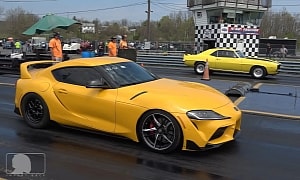 Toyota GR Supra Drags Bouncy Chevy Camaro, Old Vs. New Battle Ends Quite Predictably