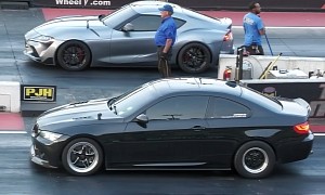Toyota GR Supra Drags Feisty Old BMW M3, Both Sound Faster Than They Really Are