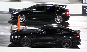 Toyota GR Supra Drags Tesla Model 3, Audi, and Mustang - Absolute Destruction Ensues