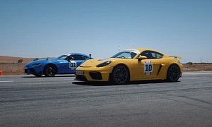 Toyota GR Supra Engages in Race Against Porsche Cayman GT4, Something Seems Off