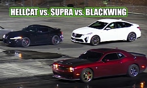 Toyota GR Supra Regrets Challenging Dodge Hellcat and Caddy CT5-V Three Times in a Row