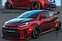 Toyota GR Yaris Hotter Hatch Has CGI Metallic Red Paint and Wide Time Attack Look