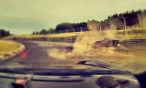 Toyota MR2 Violently Smashes Against Railing on the Nurburgring