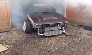 Toyota-Powered Nissan Pulls a 5th Gear Burnout in the Shed