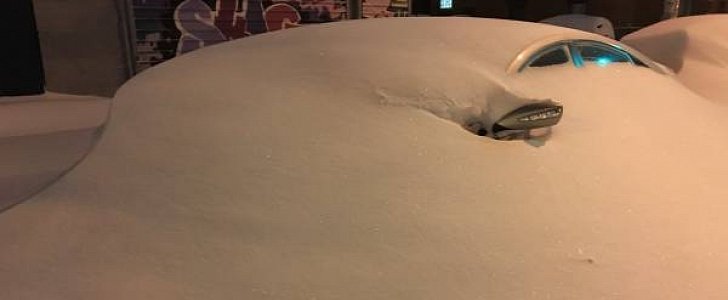 Toyota Prius Trapped by NYC Snowstorm
