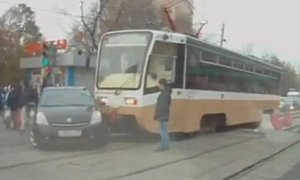 Toyota Prius vs Tram: T-Bone Crash in Russia