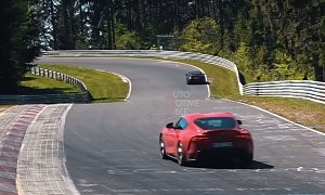 Toyota Supra Chases 992 Porsche 911 Turbo Cabriolet On Nurburgring, Goes Hard