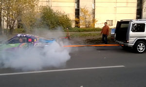 Toyota Supra Does Massive Burnout Aided by G-Wagen