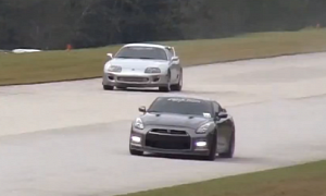 Toyota Supra Ties With A Nissan GT-R in 1/2 Mile Race