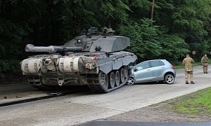 Toyota Yaris Gets Crushed by British Tank in Germany