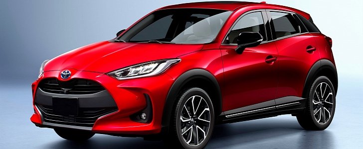 Toyota Yaris rendered as a crossover,