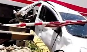 Train Smashes Into Car as Driver Falls Asleep on The Crossing
