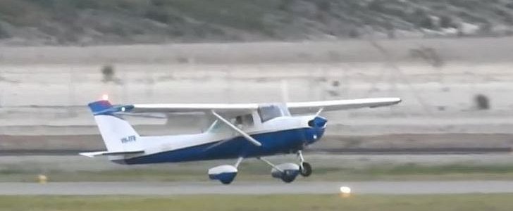Small Cessna plane brought safely to land by trainee pilot, after instructor passed out