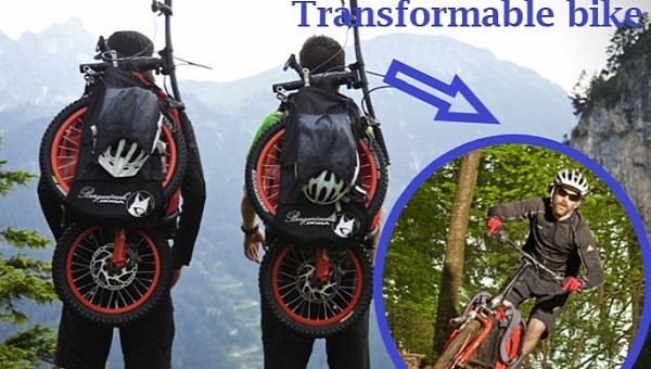 The Bergmonch bike was a backpack on the way up a mountain, and a speed machine on the descent
