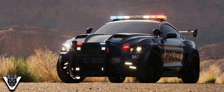 Barricade as 2016 Ford Mustang Police Interceptor in Transformers: The Last Knight