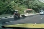 Trash On the Road Causes Very Bad Motorcycle Crash