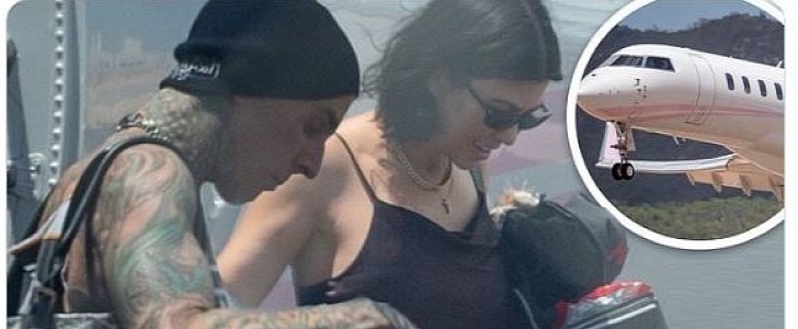 Travis Barker flies for the first time since 2008 crash, with Kourtney Kardashian by his side