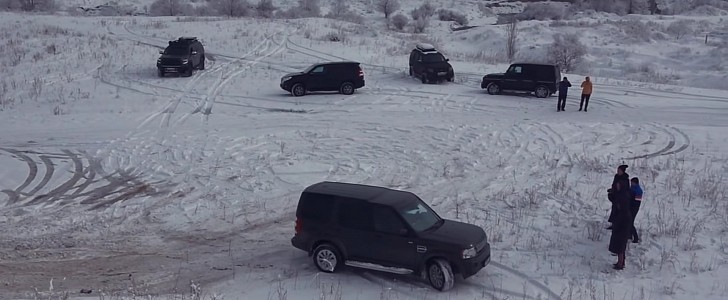 Epic snow battle of popular SUVs by SUV battle YT channel