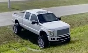Tricked-Out Truck Gets Stuck 3-Feet off the Road, Perfect Example of a Concrete Cowboy