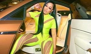 Trina Looks Glamorous Wearing Neon Bodysuit and Posing With Her Rolls-Royce Wraith