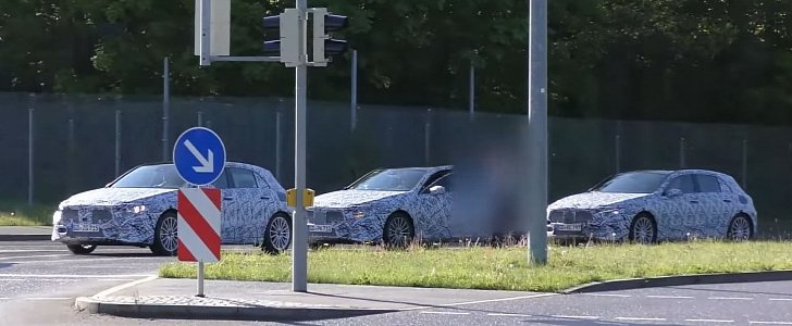 Trio of 2018 Mercedes-Benz A-Class Prototypes Goes Convoy Testing