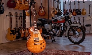 Triumph Bonneville T120 Meets Gibson Les Paul in Unique, Stunning 1959 Bike-Guitar Pair