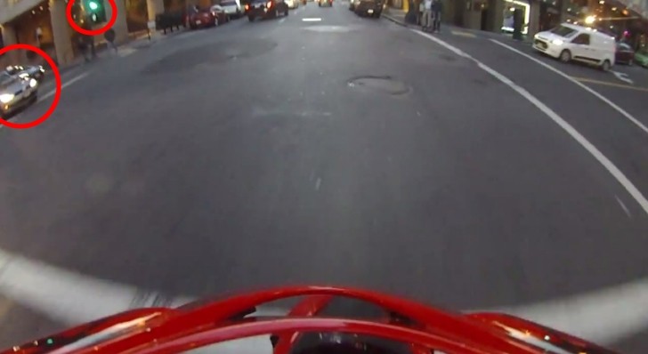 Helmet cam shows proof against this VW driver