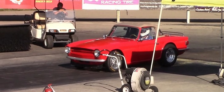 Ford-powered Triumph TR6 dragster