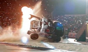 Trophy Truck Crashes During Attempted Barrel Roll Stunt